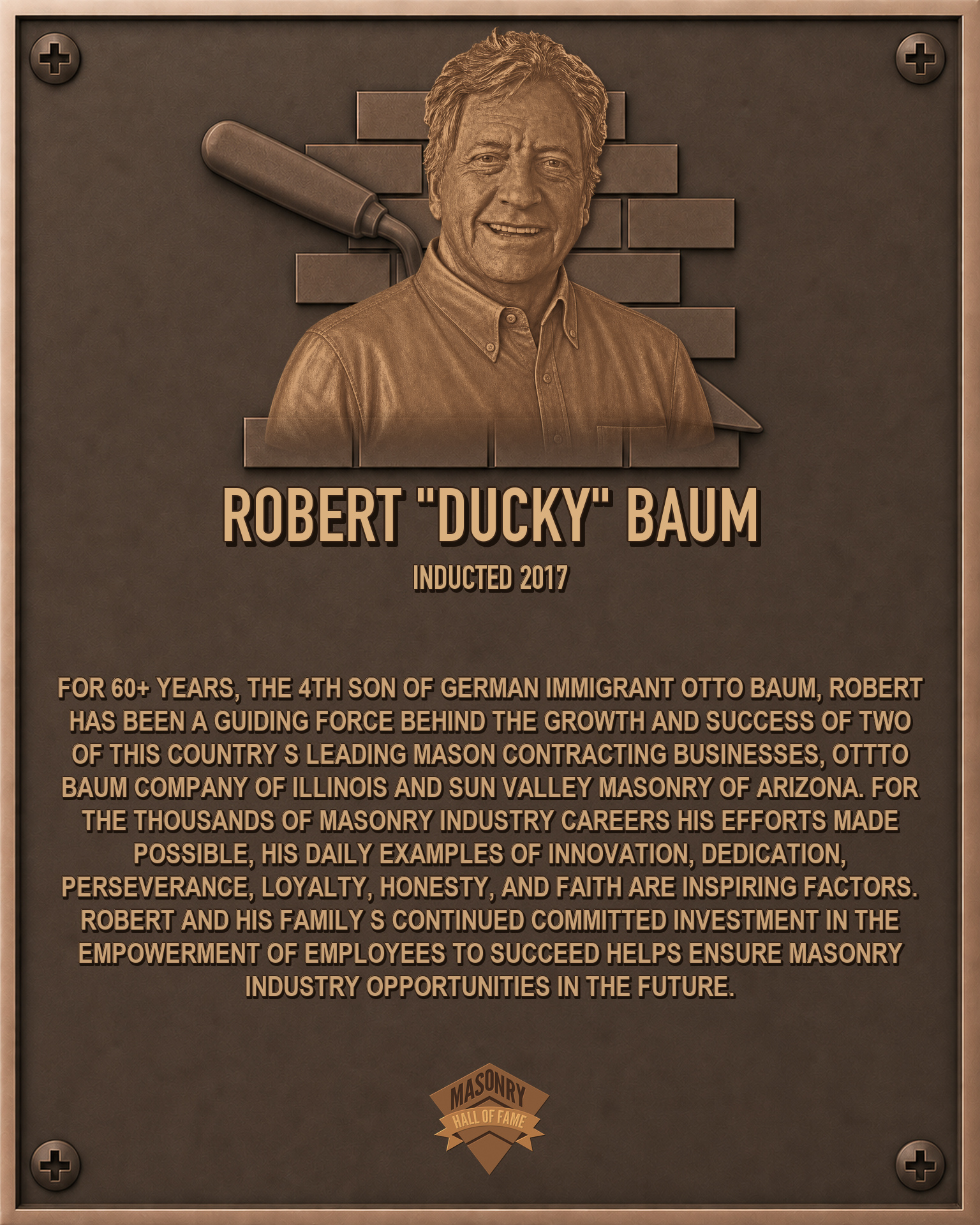 Robert Baum - 2017 Masonry Hall of Fame inductee
