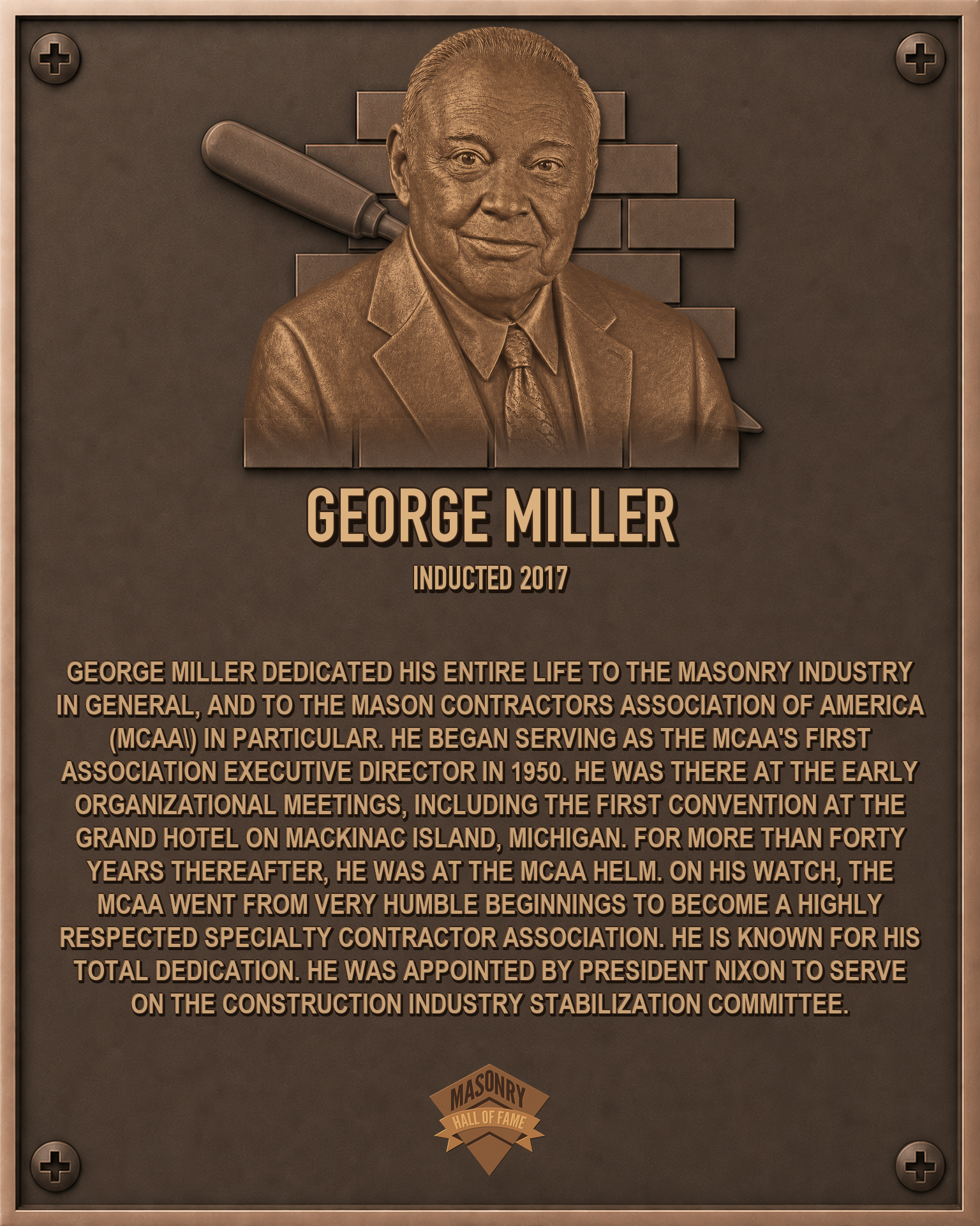 George Miller - 2017 Masonry Hall of Fame inductee