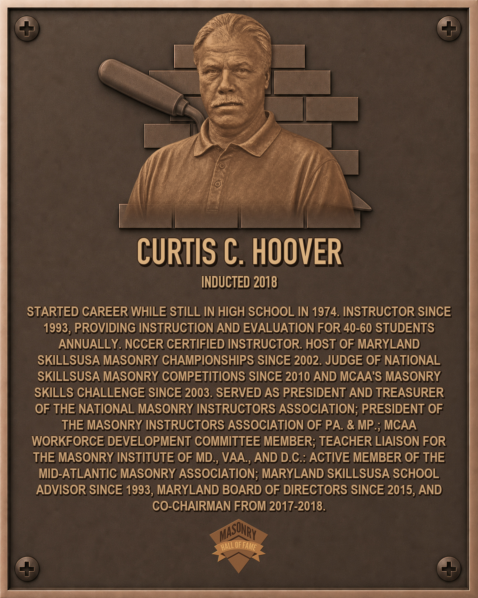 Curtis Hoover - 2018 Masonry Hall of Fame inductee