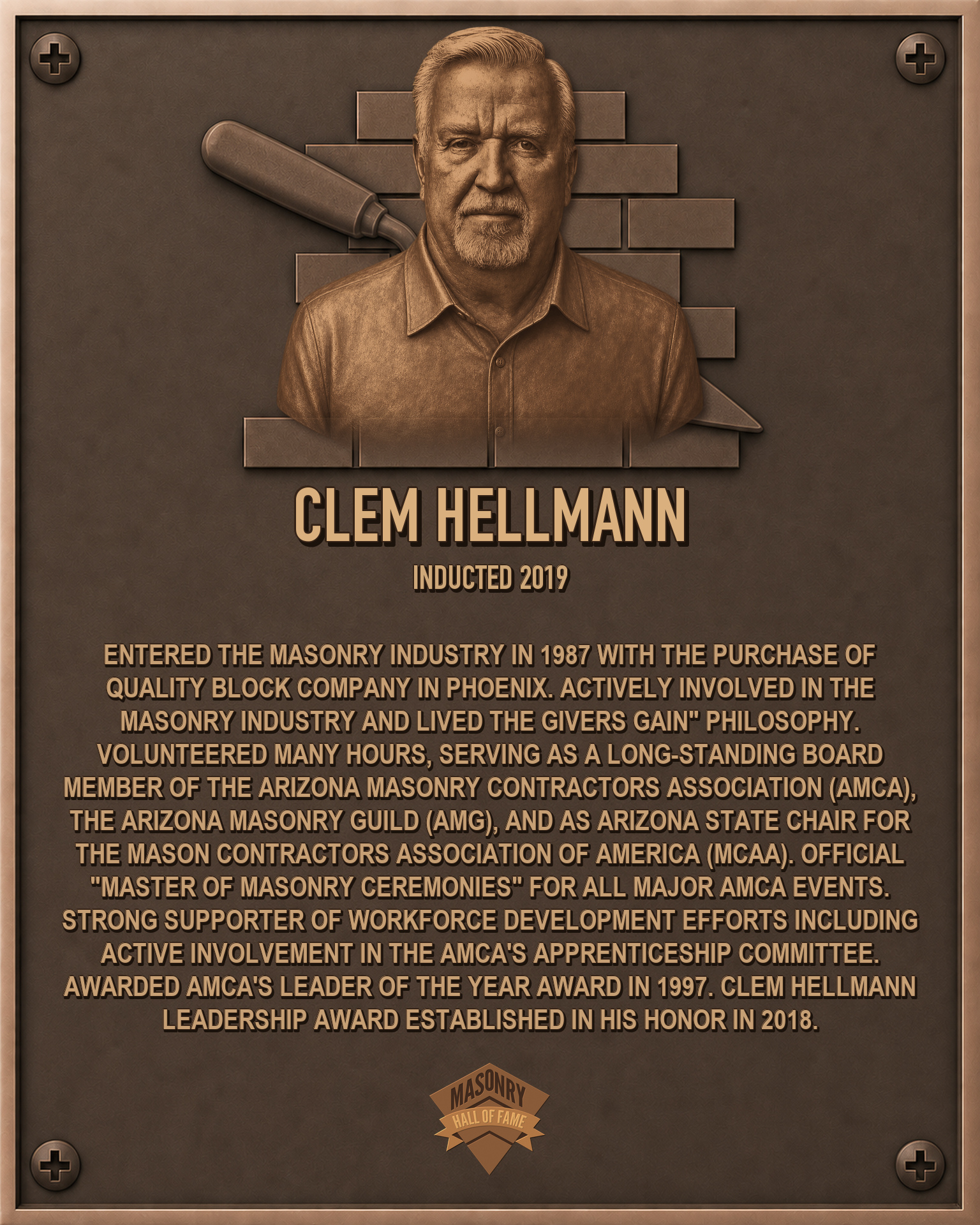 Clemens Hellmann - 2019 Masonry Hall of Fame inductee