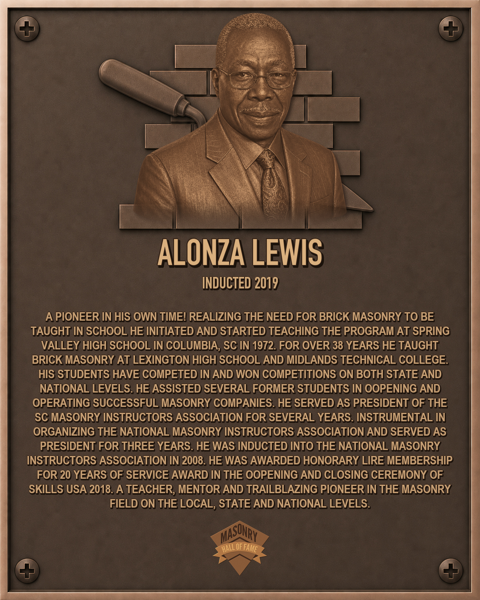 Alonza Lewis - 2019 Masonry Hall of Fame inductee