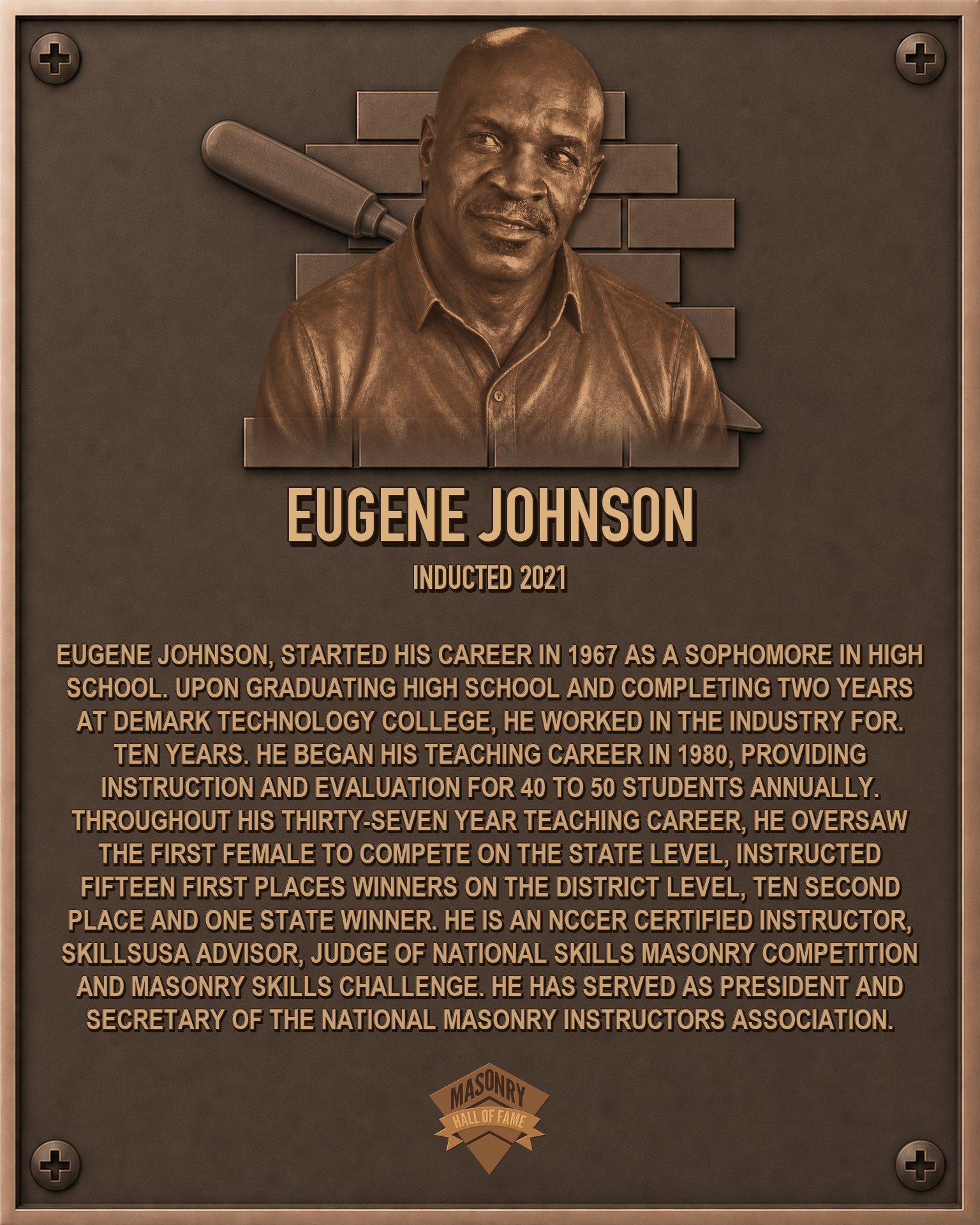 Eugene Johnson - 2021 Masonry Hall of Fame inductee