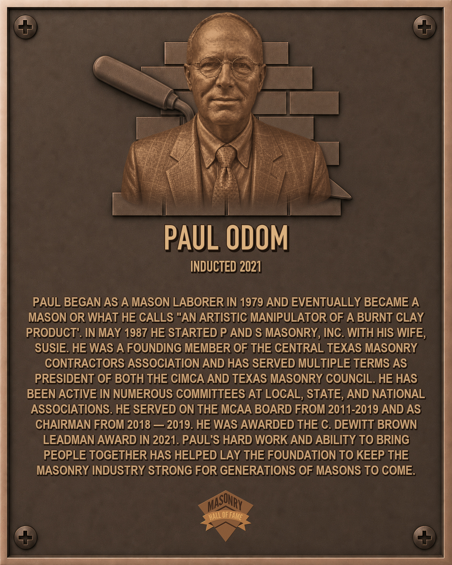 Paul Odom - 2021 Masonry Hall of Fame inductee