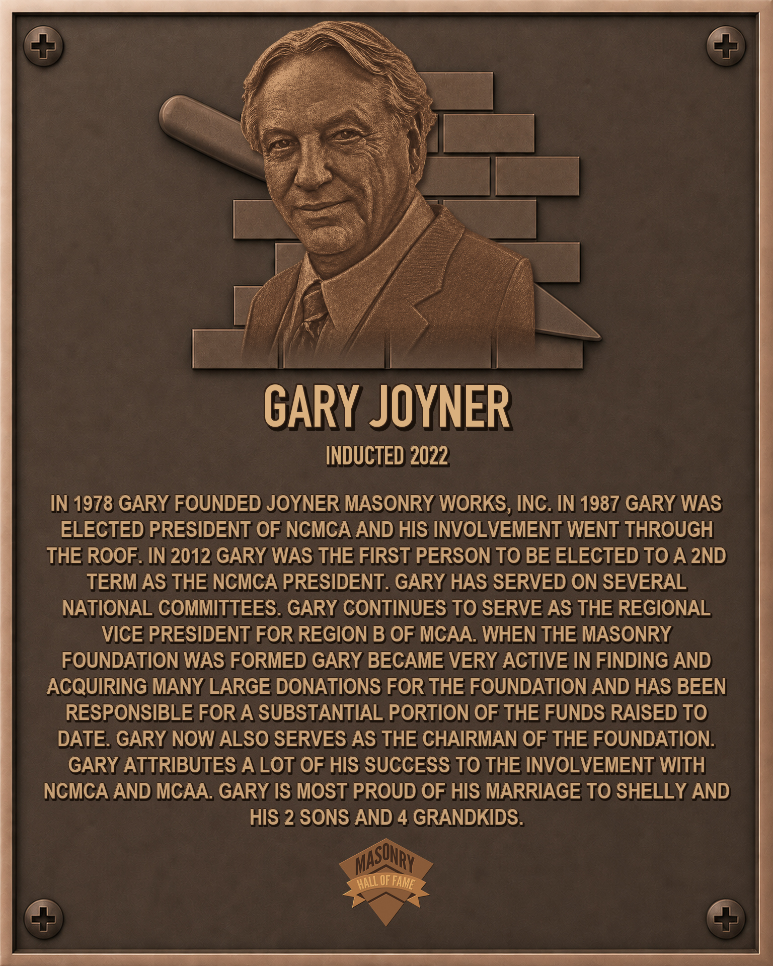 Gary Joyner - 2022 Masonry Hall of Fame inductee