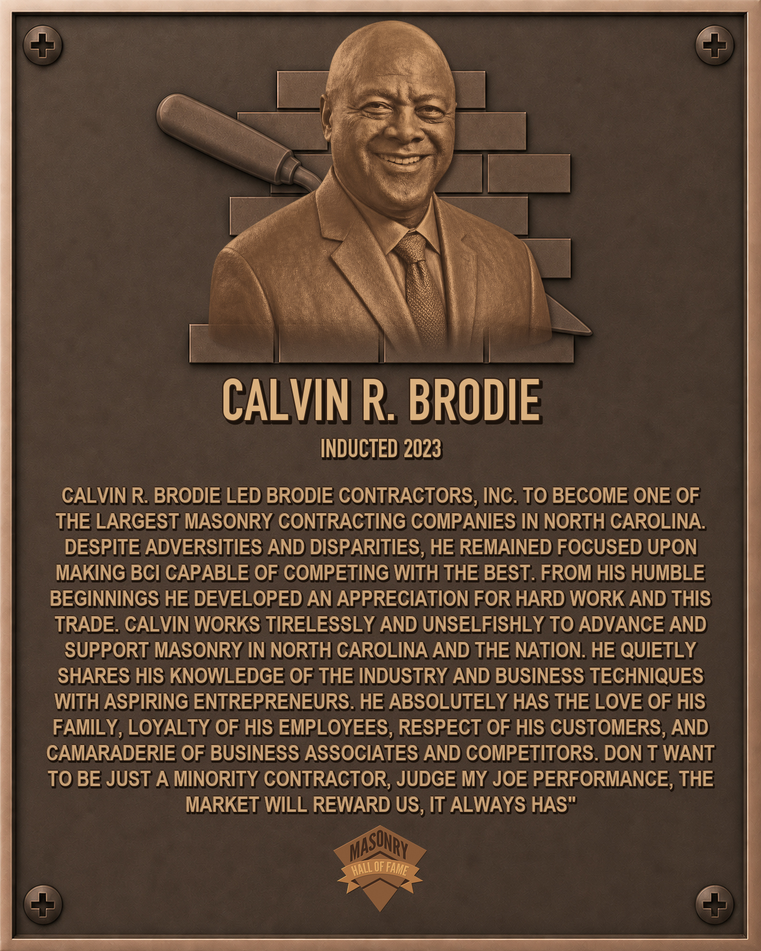 Calvin Brodie - 2023 Masonry Hall of Fame inductee