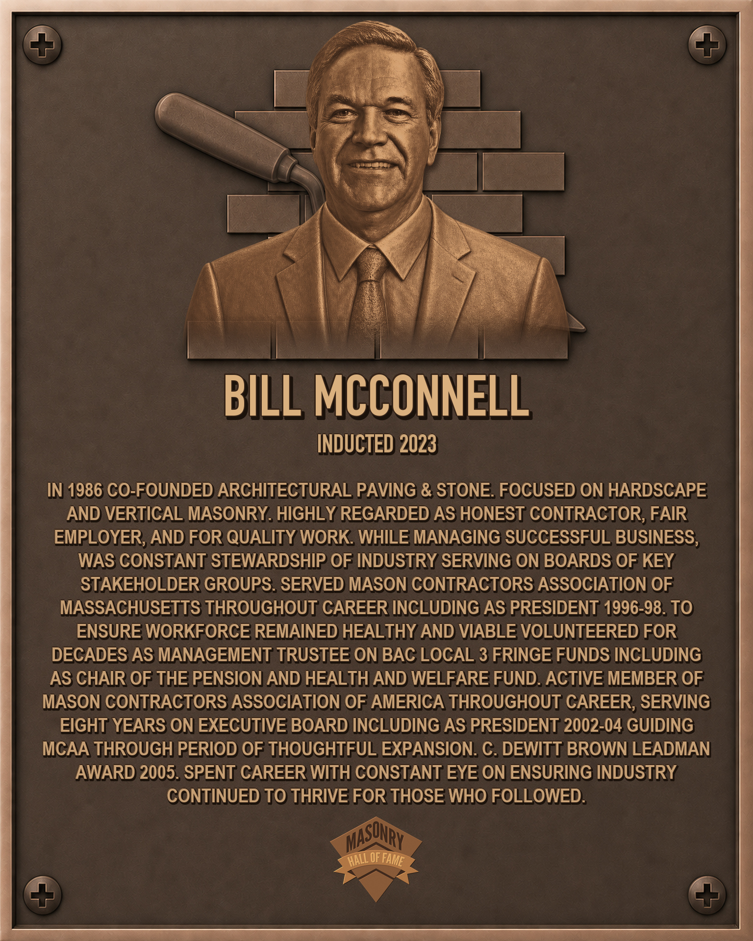 William Mcconnell - 2023 Masonry Hall of Fame inductee