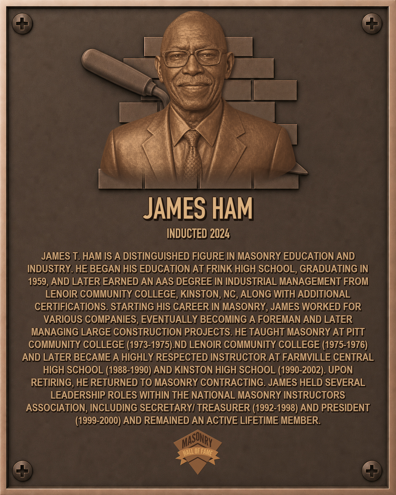 James Ham - 2024 Masonry Hall of Fame inductee