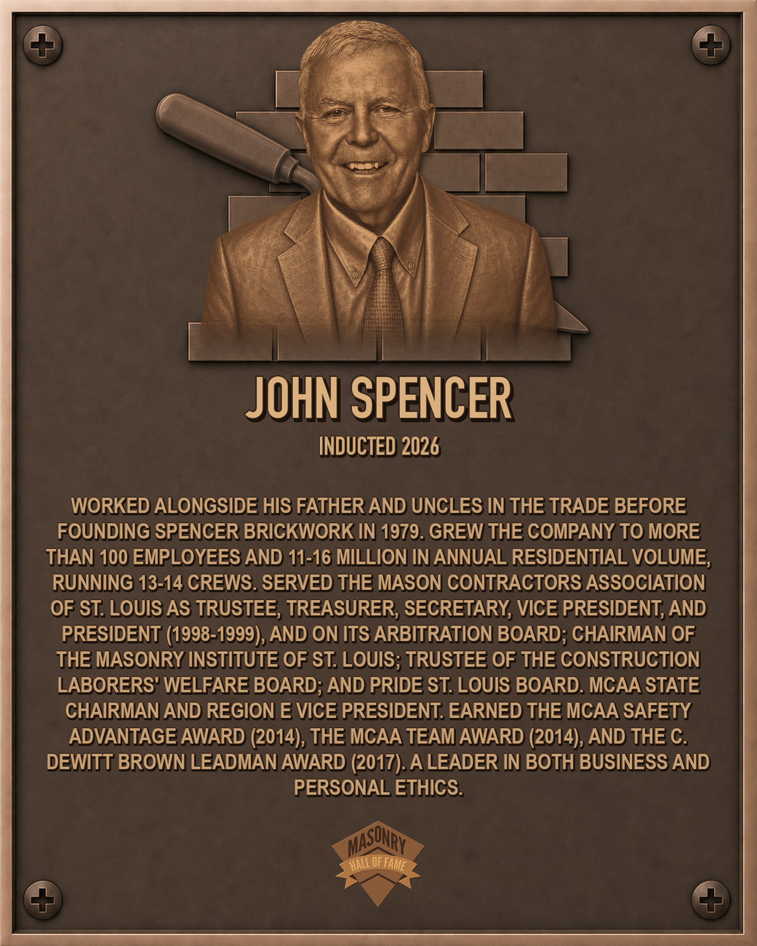 John Spencer - 2026 Masonry Hall of Fame inductee