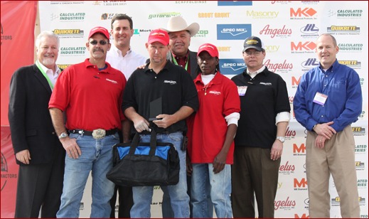 Ray Robinson of J.A.M. Construction Inc. in Gainesville, Fla., won second place in the Fastest Trowel on the Block Competition. His tenders were Lynette Darby and James Allen.