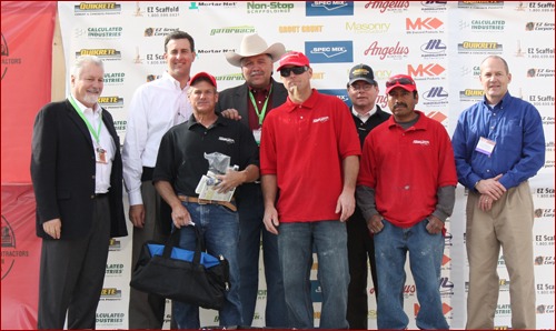 Bob Christensen of ASR Constructors in Riverside, Calif., won third place in the Fastest Trowel on the Block Competition. His tenders were Shawn Ramano and Gabino Berrera.