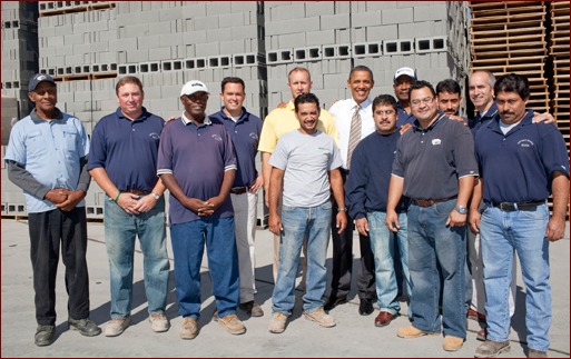The President visits with Ernest Maier employees