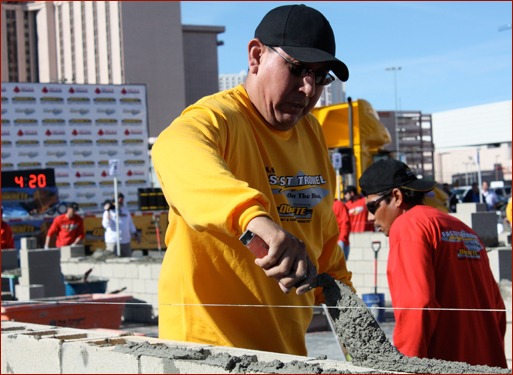 2011 Fastest Trowel on the Block, First Place – Kris Chee, Sutter Masonry Inc., El Mirage, Ariz.Tenders: Enrique Esparza, Gilberto Palacios Aguero