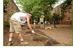 So it stands to reason that teaching green construction techniques to today’s students also bodes well for the future of construction. That future will center on using sustainable materials within projects with a role to play in protecting the planet. The Artist’s Backyard is a joint project between N.C. State University’s departments of Landscape Architecture and University Housing. It’s a plaza and rain garden between two older dormitories, Owen and Turlington Halls. It uses a combination of StormPave permeable pavers from Pine Hall Brick, along with materials that were recycled from a building demolition. New benches anchor a gathering spot where students visit with each other, read a book or text their friends.  Andrew Fox, an assistant professor at the NCSU College of Design, says The Artists Backyard is an outgrowth of last year’s renovation of Syme Hall on East Campus. Fox pursued a $20,000 teaching grant through the university to lead his students through a design-build exercise to improve the Syme Hall site from a muddy mess to a beautiful rain garden. The success of that project prompted Dr. Tim Luckadoo, associate vice chancellor for student affairs, who oversees housing on campus, to talk with Fox about additional projects. Those discussions turned into $175,000 in funding and a five-year plan to improve the landscapes around several N.C. State residence halls. It’s a win for both sides. Students get the real-world experience of designing and helping construct natural common areas, and the university gets cost-effective improvements to its surroundings. Before The Artist’s Backyard was built, surging stormwater would carry leaves and other debris across the existing concrete sidewalk. The solution is to use Low Impact Development design techniques to slow, capture and clean stormwater on site. Cisterns and the permeable paver installation re-direct stormwater into the rain garden and the ground, effectively filtering it and preventing erosion. Nine days after the installation was complete, Mother Nature handed the college students a pop quiz. Thunderstorms rolled across central North Carolina and dropped 4.69 inches of rain, amounting to a 100-year flood. “The surface water drained into the rain garden and it was dry, no puddling,” says Fox. “The rain garden had handled that huge pulse of rain water. After four hours, the test wells were slowly infiltrating and the water was not standing.”
