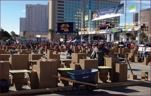 The blocks are ready for the Fastest Trowel on the Block to begin.