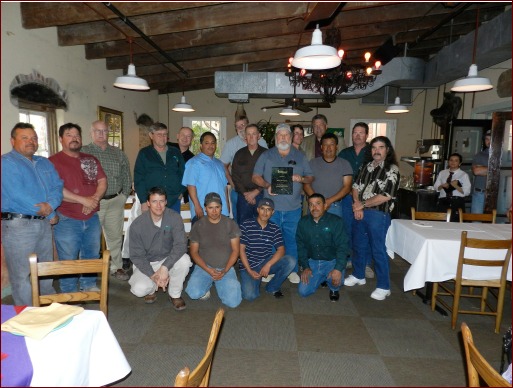 A safety award presentation took place at Brazos Masonry, which has an outstanding injury record and was recognized by Texas Mutual insurance company.
