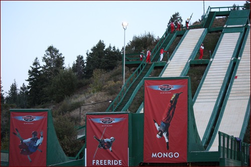 MCAA Chairman John Smith at the top of the ski jump
