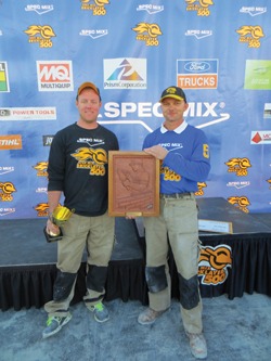 Shown are 2013 SPEC MIX TOP CRAFTSMAN mason Steve Cleveland (right) and his tender, William R. Hill III.