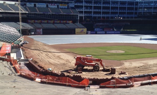 QUIKRETE’s Red Ranger mortar mix helps rebuild backstop and update main concourse concessions at Texas Rangers Ballpark.