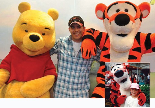 Tim O'Toole and Tigger in 2013 (Inset) Tim O'Toole and Tigger in 1991