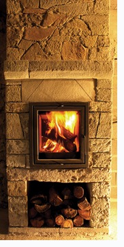 stone masonry fireplace