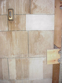 Mineral deposits from leak are cleaned Mineral deposits from leak are cleaned
