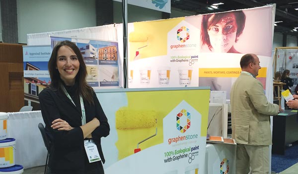 Marta Ruiz with Graphenstone explained the company’s coating products to Masonry show attendees.
