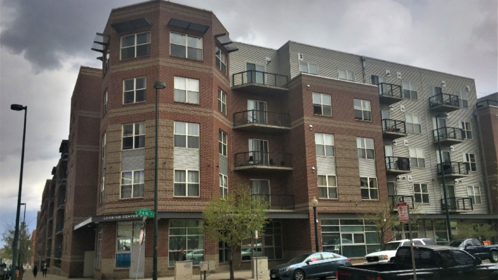 A completed mid-rise building with CMU and brick veneer over wood framing. A completed mid-rise building with CMU and brick veneer over wood framing.