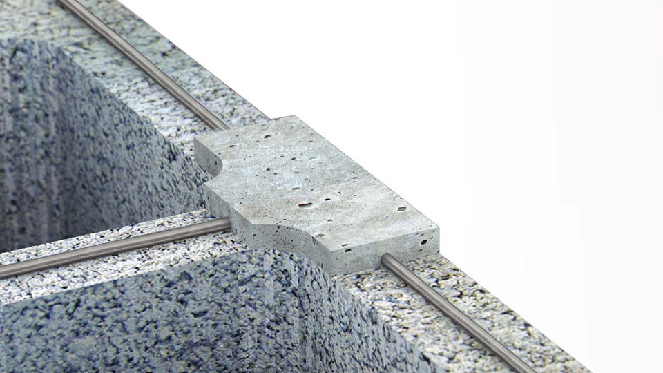 Figure 3: Ladder-shaped wire improves shrinkage control by forming interlocking Ts at cross webs.