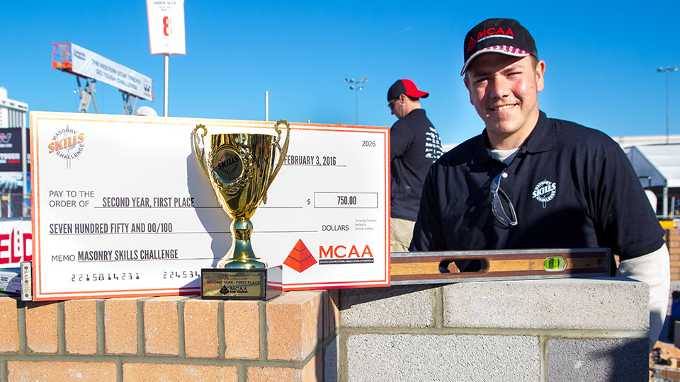 Heath Maclean, 2016 Masonry Skills Challenge Second Year winner.