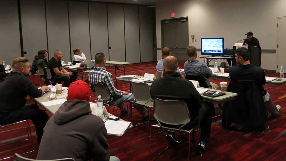 Attendees listen as Dave Jaykins leads the Foreman Development Course.