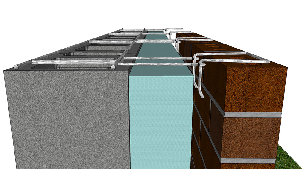 Figure 7a. Wire Reinforcement — 4-inch insulation with 2-inch airspace, 3/16-inch diameter wire spans the entire 6-inch cavity