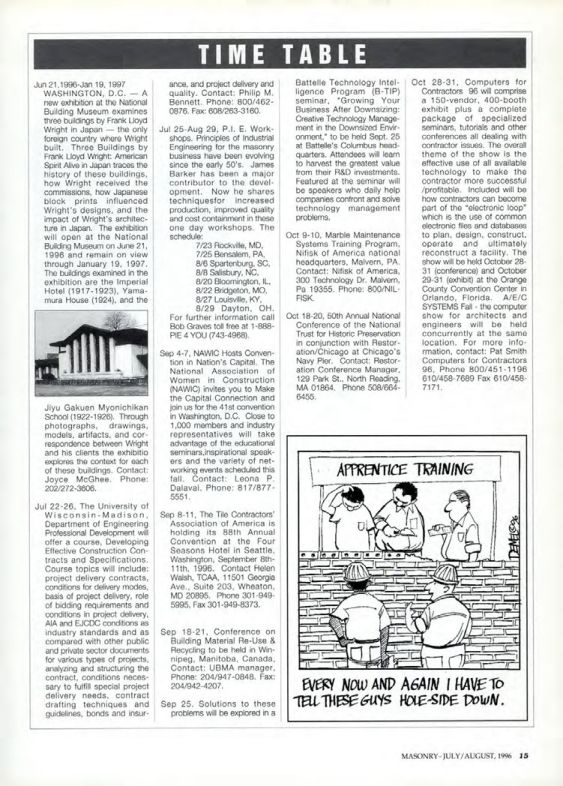 Masonry Magazine August 1996 Page. 15