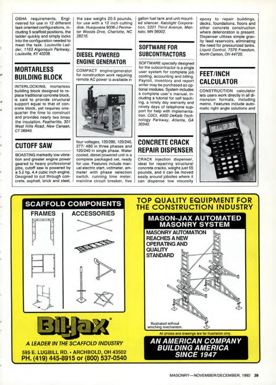 Masonry Magazine December 1992 Page. 39