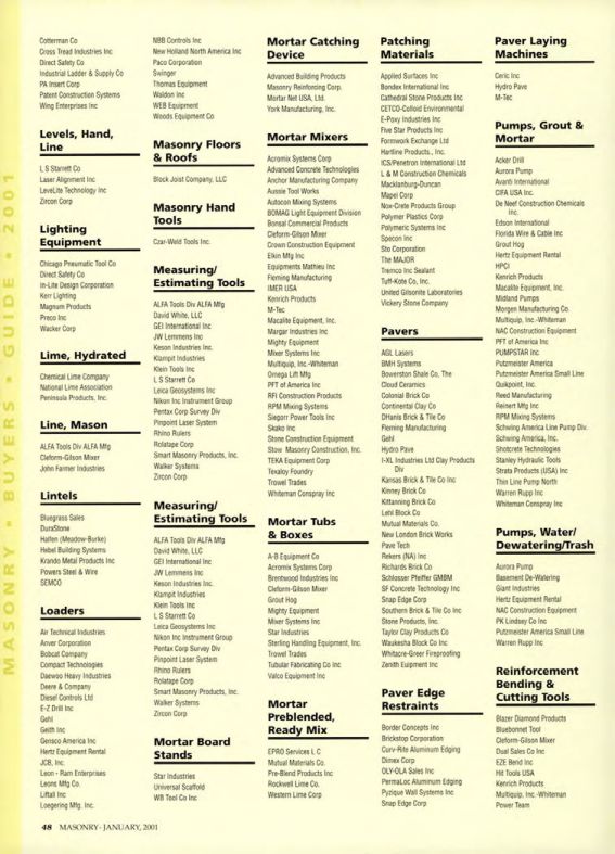 Masonry Magazine January 2001 Page. 48